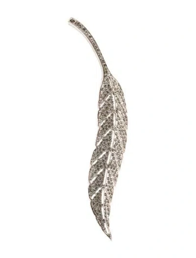 Pre-owned Valentino Garavani Crystal Leaf Brooch In Multi