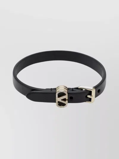 VALENTINO GARAVANI CRYSTAL LEATHER BRACELET FEATURING BUCKLE