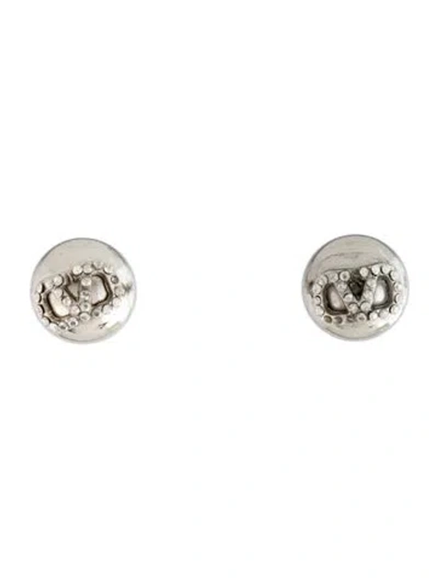 Pre-owned Valentino Garavani Crystal Logo Stud Earrings In Clear