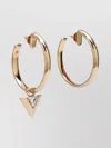 Valentino Crystal Metal Hoop Earrings With Geometric Pendant In Gold