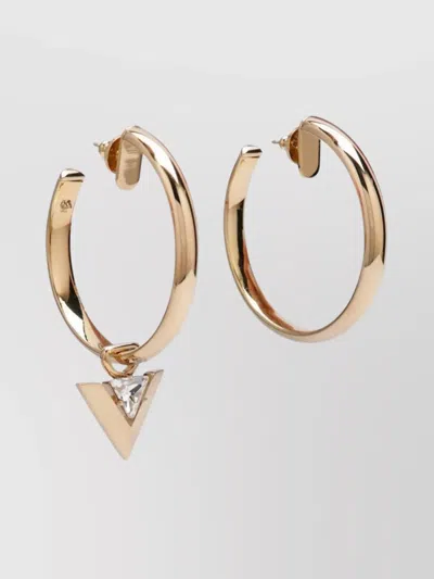 VALENTINO GARAVANI CRYSTAL METAL HOOP EARRINGS WITH GEOMETRIC PENDANT