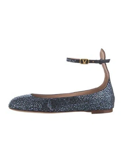 Pre-owned Valentino Garavani Crystal Patterned Ballet Flats In Blue