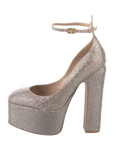 Pre-owned Valentino Garavani Crystal Pumps W/ Tags In Silver