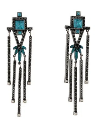 Pre-owned Valentino Garavani Crystal Pyramid Drop Clip-on Earrings In Multicolor
