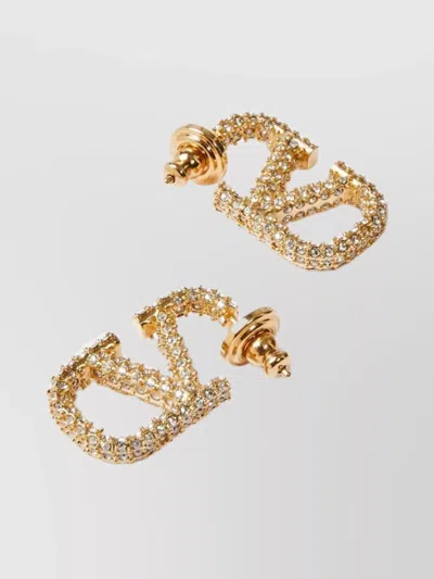 Valentino Garavani Hoop Earrings Metal And Crystals 25mm In Gold