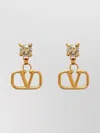 Valentino Gemstone Accent Stud Earrings With Gold-tone Finish In Orange
