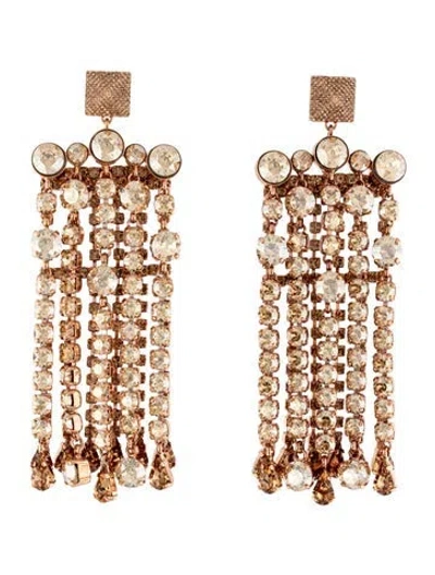 Pre-owned Valentino Garavani Crystal Tassel Earclip Earrings In Multicolor