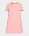 Valentino Embellished Wool And Silk-blend Crepe Mini Dress In Rose Multi