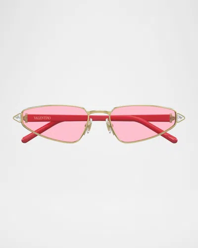 Valentino Crystal Vlogo 57mm Cat-eye Sunglasses In Pink