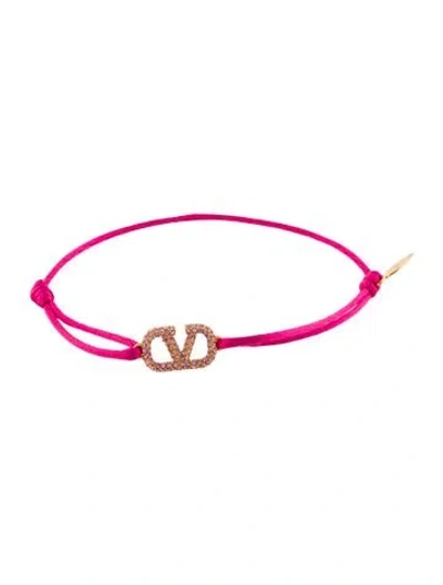 Pre-owned Valentino Garavani Crystal Vlogo Signature Bracelet In Pink