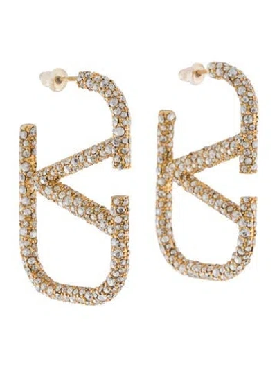Pre-owned Valentino Garavani Crystal Vlogo Signature Drop Earrings In Transparent