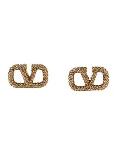 Pre-owned Valentino Garavani Crystal Vlogo Signature Stud Earrings In Transparent