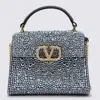 Valentino Crystal Vsling Small Top Handle Bag In Gray