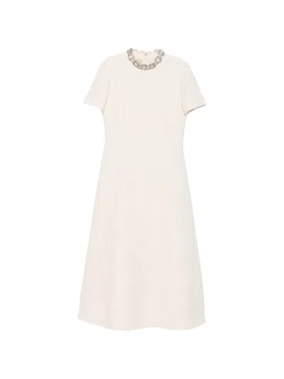 Valentino Crystal-embellished A-line Dress In Neutral