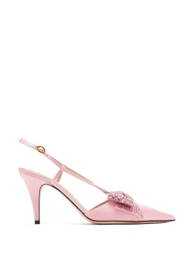 Valentino Garavani Crystal-embellished Bow Pumps In Pink