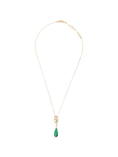 Valentino Garavani Crystal-embellished Drop Necklace In Gold