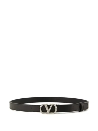 Valentino Garavani Valentino Crystal-embellished Leather Belt In Yellow