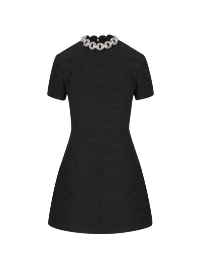 Valentino Crystal-embellished Mini Dress In Purple
