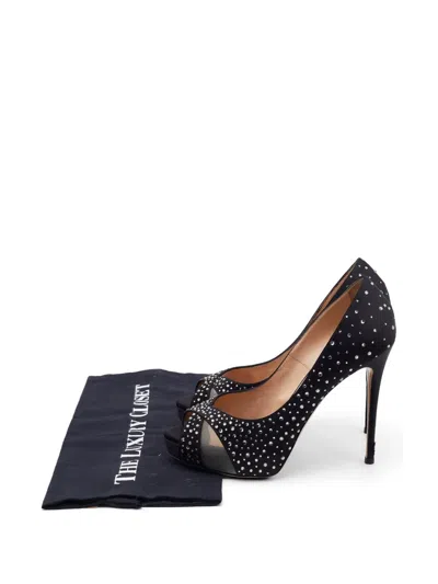 Pre-owned Valentino Garavani Crystal-embellished Platform Pumps In Black