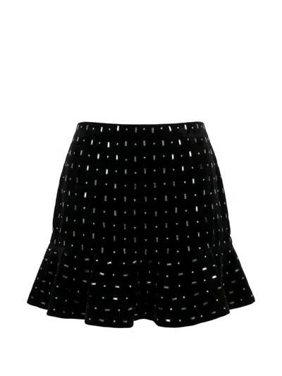 Valentino Crystal-embellished Ruffled Skirt In Black