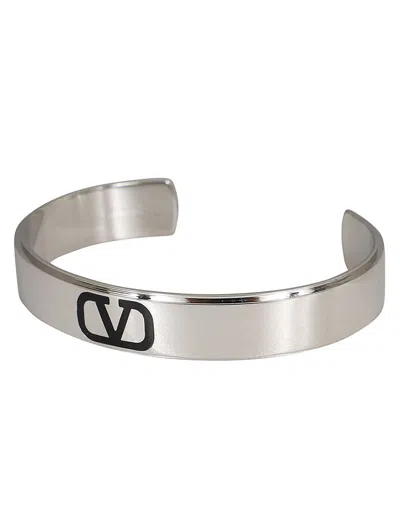 Valentino Garavani Men's Vlogo Signature Metal And Enamel Cuff In White Black