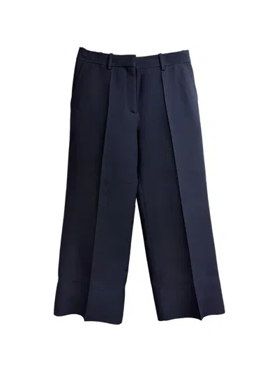 Pre-owned Valentino Cuffed Hem Wide-leg Trousers In Blue