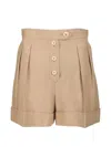 Valentino Tailored Shorts Linen Blend Pleated Design In Neutral