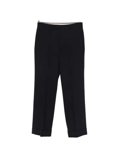 Valentino Tailored Trousers Belt Loops Pockets Cuffed Hem In Blue