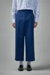 Valentino Cuffed Trousers In Cotton Gabardine In Blue