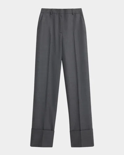 Valentino Cuffed Wool Trousers In Black