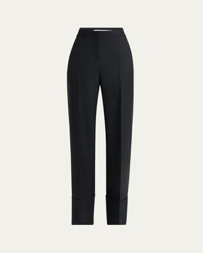 Valentino Cuffed Wool Trousers In Black