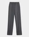 Valentino Cuffed Wool Trousers In Charcoal