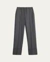 Valentino Cuffed Wool Trousers In Charcoal