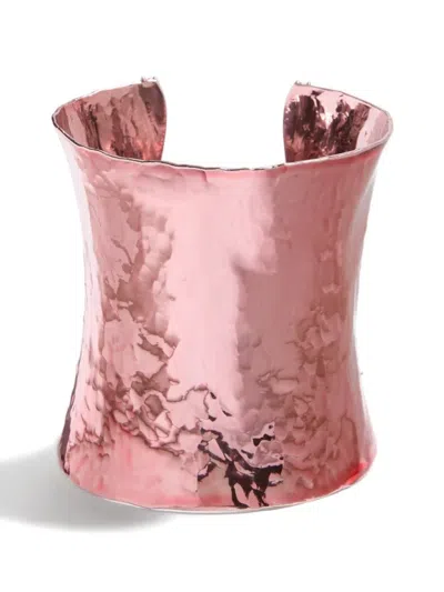 Valentino Garavani Cuffy Laminated Metal Bracelet In Pink