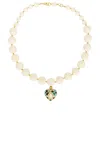 Valentino Coeur Royal Beaded Necklace In Antique Brass  Turch Bianco  Crystal  & 