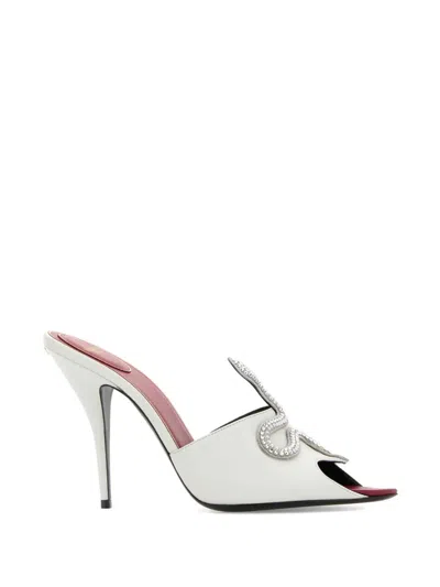 Valentino Garavani Leather Mules With Vlogo Signature And Rhinestones In Multi
