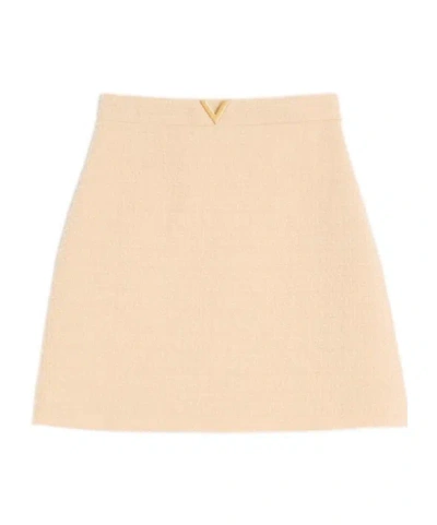 Valentino Curly Wool Short Skirt In Neutral