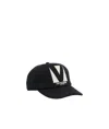 Valentino Garavani Black Hat With Logo On The Front In Cotton Man In Black