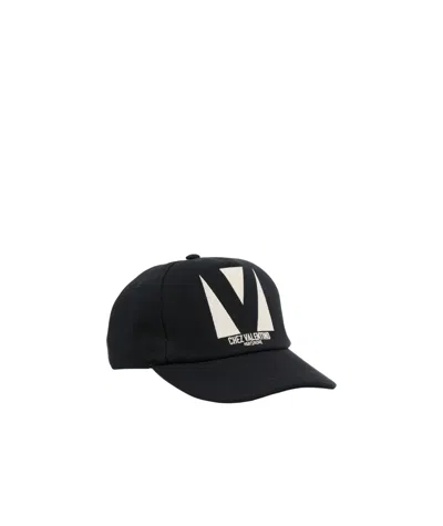 Valentino Garavani Cotton Baseball Cap With Embroidery And Curved Brim In Black