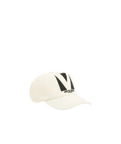 Valentino Garavani Ivory Cotton Baseball Cap In Neutral