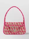 Valentino Curved Monogram Shoulder Bag In Pink