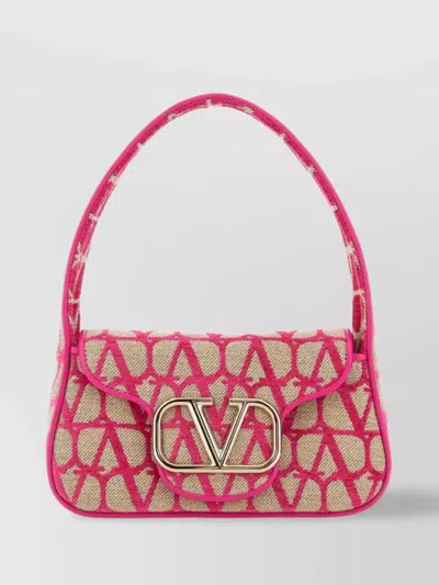 Valentino Garavani Curved Monogram Shoulder Bag In Pink