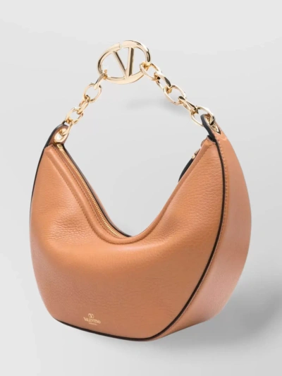 Valentino Garavani Vlogo Moon Zip-up Small Shoulder Bag In Brown