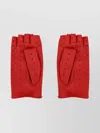 Valentino Cut-out Fingerless Leather Gloves In Red