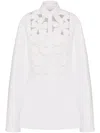 VALENTINO WHITE FLORAL-EMBROIDERY COTTON SHIRT DRESS