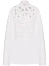 Valentino Floral-embroidered Cut-out Shirtdress In Weiss