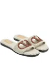 Valentino Sandalo Slide Vlogo Cut-out In Shearling In Multi