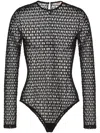 Valentino Mesh Toile Iconographe Bodysuit In Black
