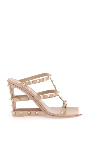 Valentino Garavani Cut-out Wedge Mules With In Neutro