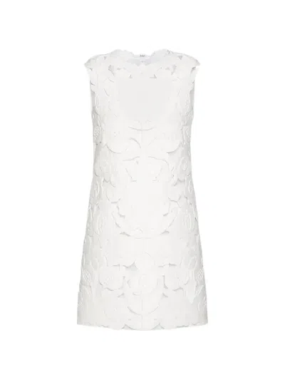 Valentino Cut-out Floral-appliqué Mini Dress In White